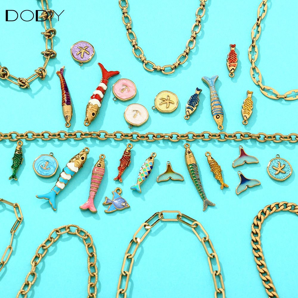 Charms DODY Nautical Ocean Enamel Charms | 316L Stainless Steel 18K PVD Gold DIY Jewelry Charms
