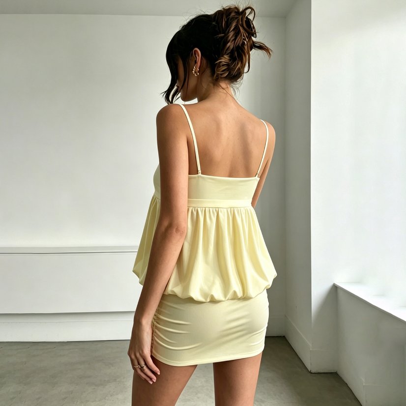 Dresses 6936 Ruched Bodycon Midi Dress with Side Slit