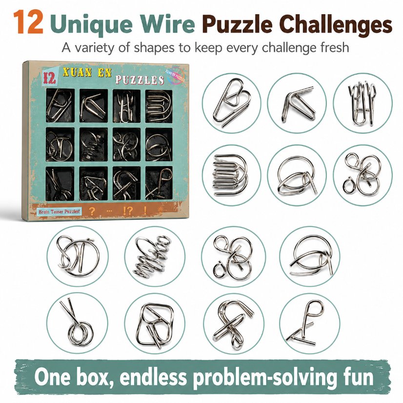 Puzzle Lock Metal Unlock Puzzle 12-in-1 Set