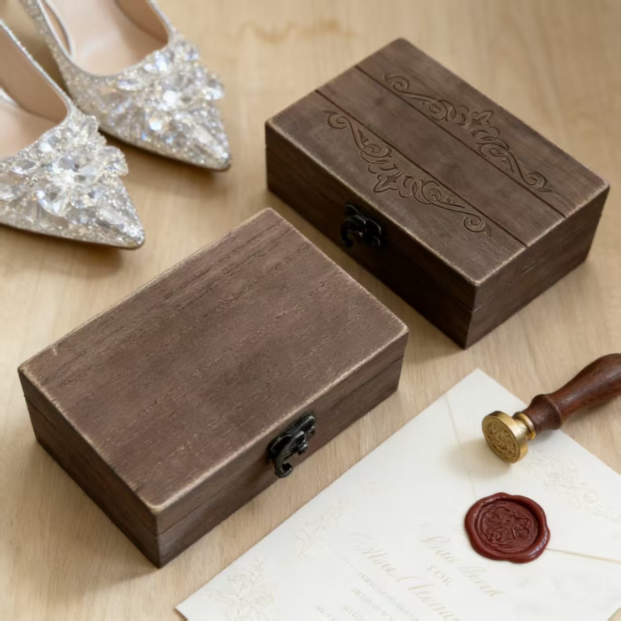 Wedding Supplies Creative Minimalist Wooden Jewelry Box Ring Box
