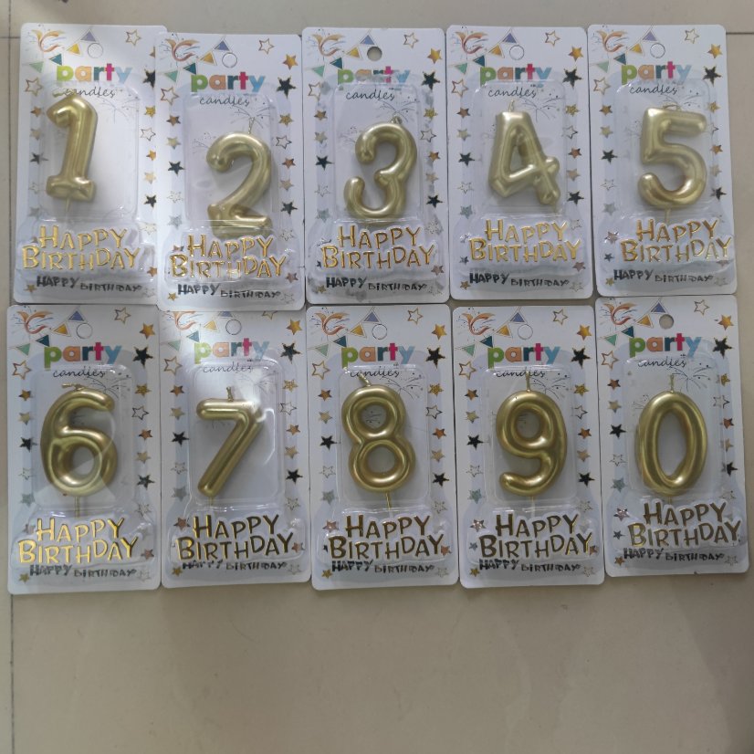 Number Birthday Candles Metallic Gold Balloon Number Candle with Happy Birthday Topper