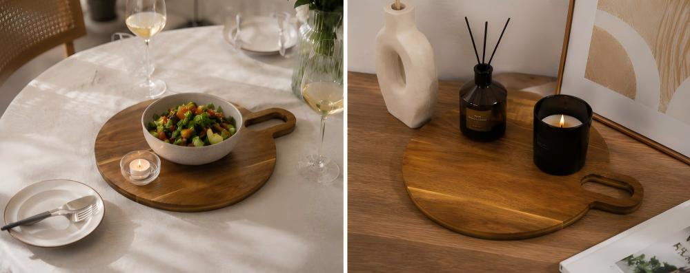 Flat Tray Modern Round Serving Tray | Custom Sizes Available