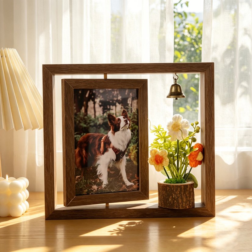 MDF Picture Frames Double-sided rotating pet photo frame
