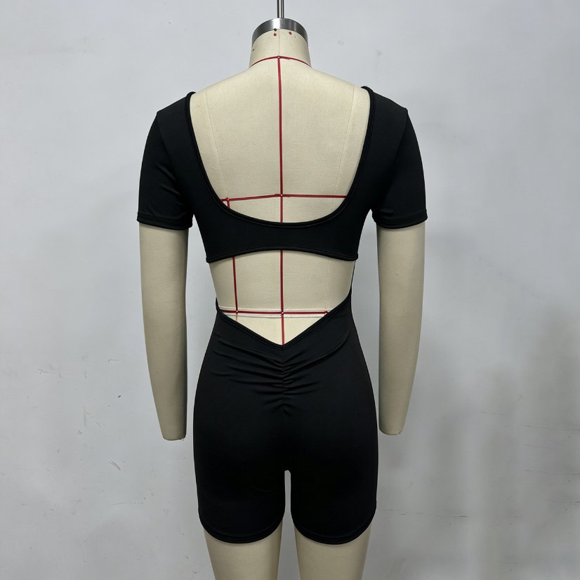 Bodysuits & Rompers 937 Short-Sleeve Cutout Athletic Romper
