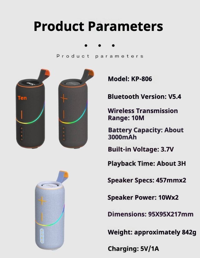 Portable Outdoor Bluetooth Speaker KP-806 Wireless Bluetooth Speaker