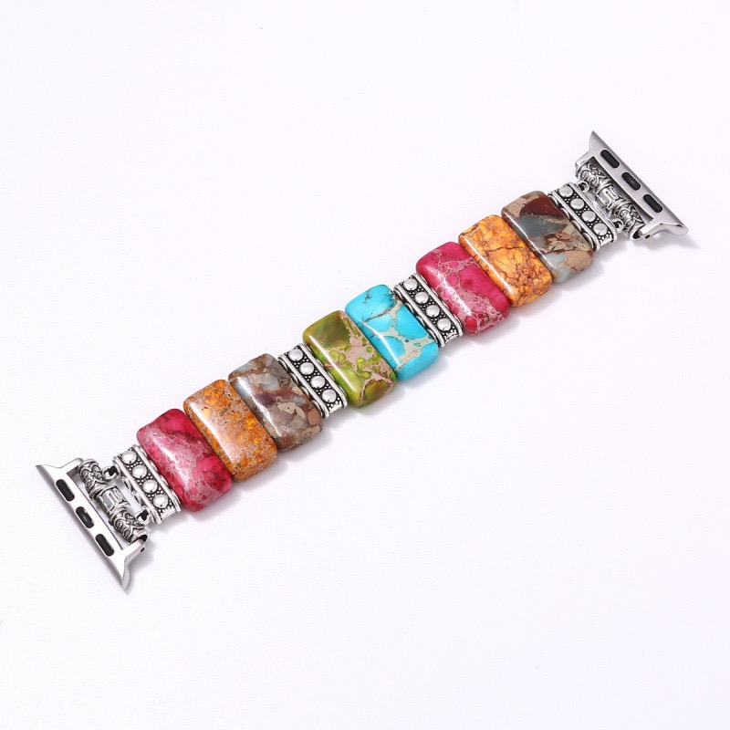 Watch strap Turquoise Beaded Elastic Strap for Apple Watch Series 9/8/7/6/5/4/SE