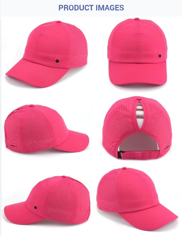 Sports Caps Women Lightweight Quick Dry Breathable Laser Cut Hole Perforated Adjustable Baseball Cap Ladies Ponytail Running Golf Travel Outdoor Sports Hat