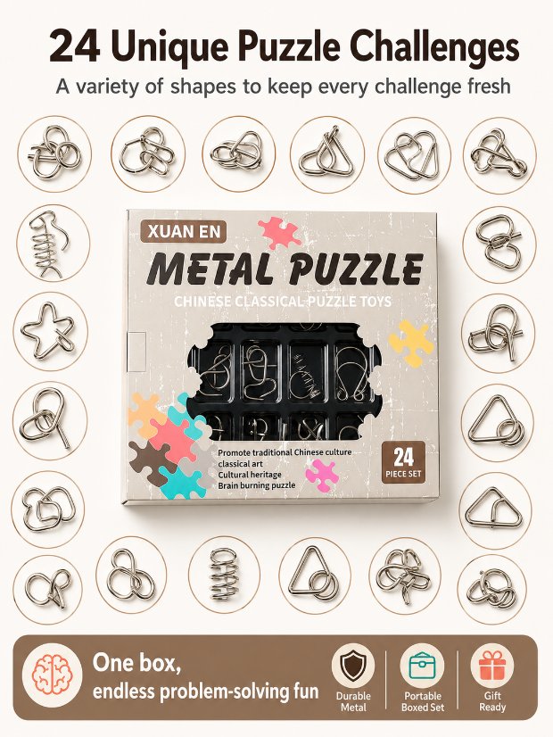 Puzzle Lock Metal Unlock Puzzle 24-in-1 Set