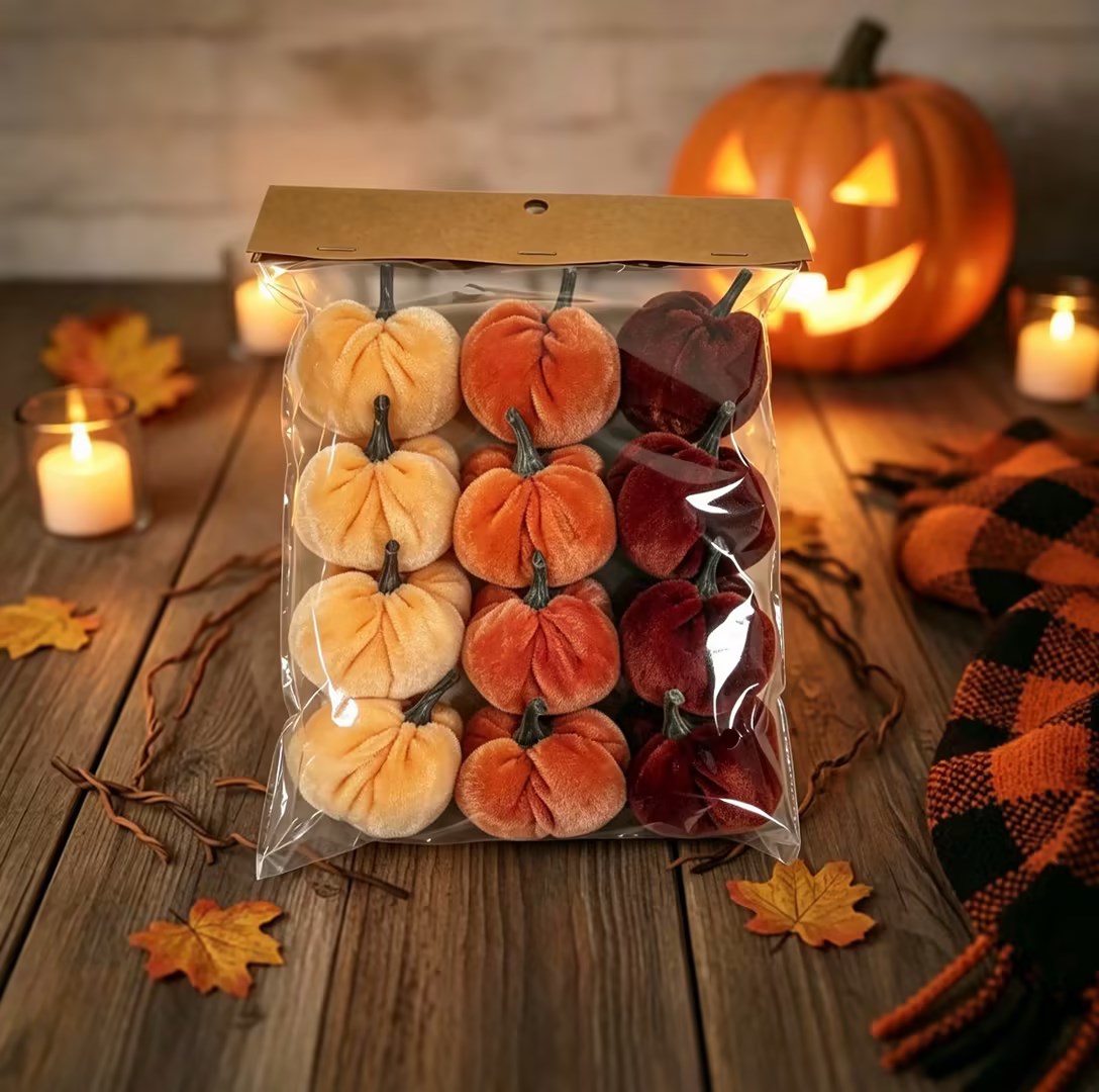 Fabric pumpkin ornament Velvet Mini Pumpkin Ornament