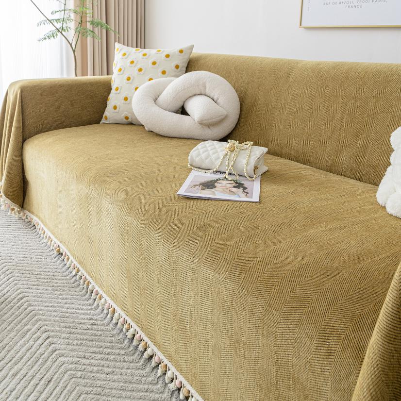 Jacquard sofa throw Pom-pom Herringbone Sofa Throw