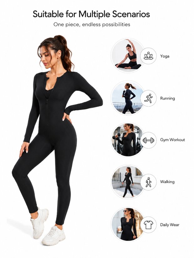 jumpsuit- 3 in 1 waist trimmer shaper Plus Size Sauna Suit Jumpsuit – Full Body Compression Long Sleeve Waist Trainer with Heat-Trapping Fabric for Gym & Running