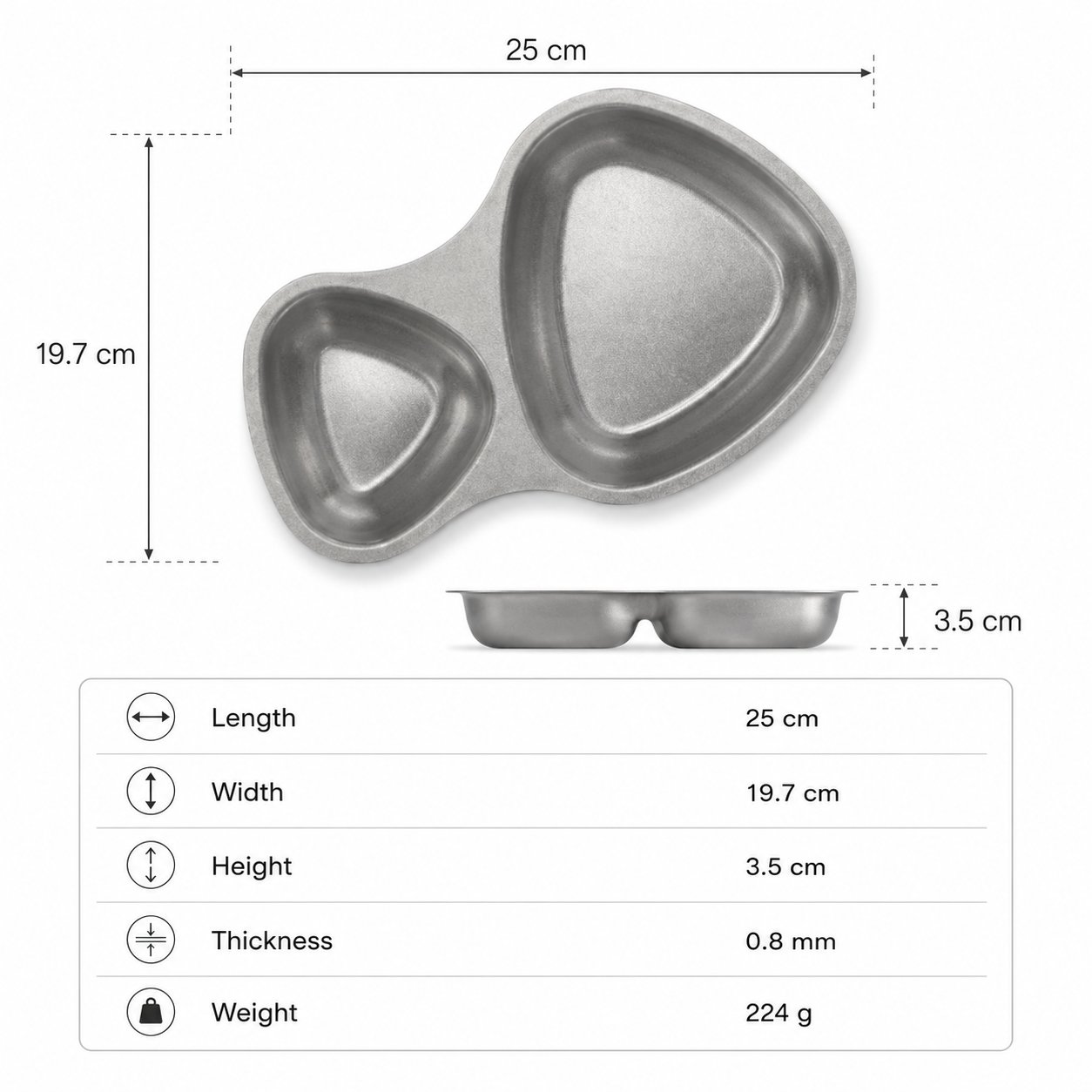 Snow‑flake Frosted Series Exclusive Special Snowflake Frosted Finish 304 Stainless Steel Snack Plate