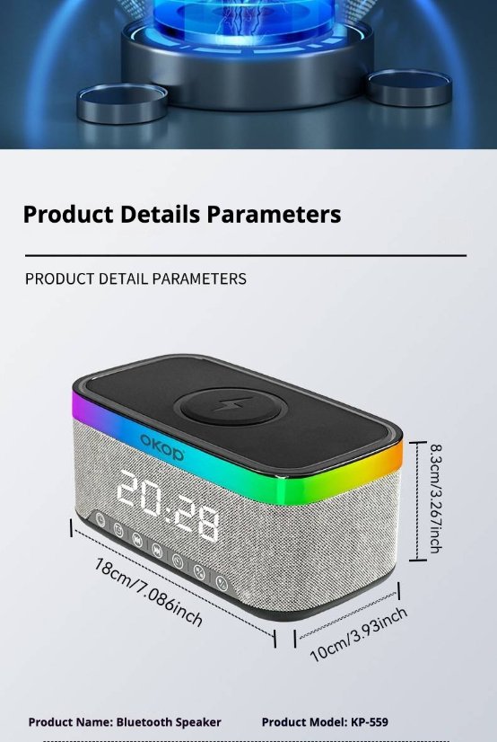 Wireless Charging Bluetooth Speaker KP-559 Wireless Charging Bluetooth Speaker