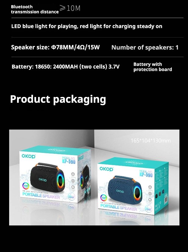 Portable Outdoor Bluetooth Speaker KP-590 Wireless Bluetooth Speaker