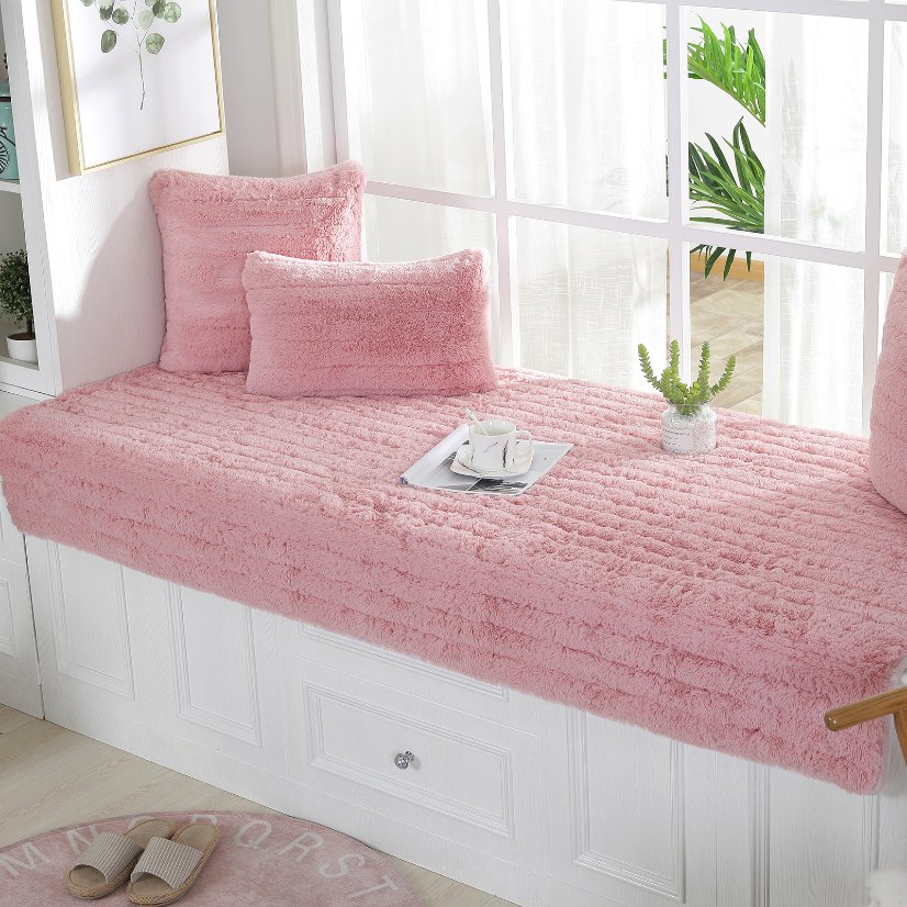 Bay window cushion Straight Stripe Long Plush Bay Window Cushion