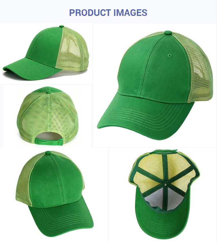 Trucker Caps Green Summer Unisex Blank Outdoor Mesh Trucker Hat Solid Color Breathable Adjustable Curved Brim Baseball Cap