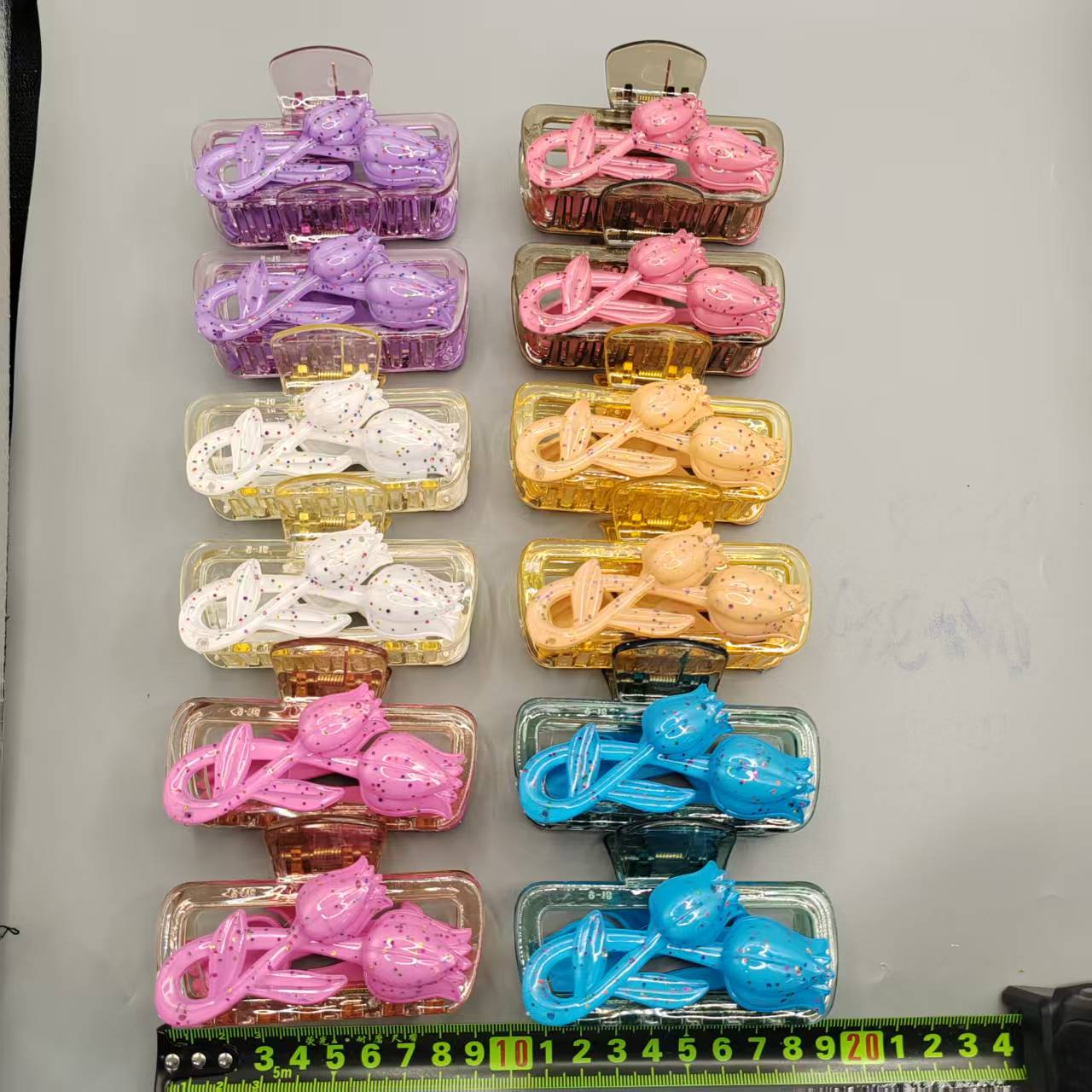 Bright-colored double-flower series claw clip Bright Six-Color Double-Flower Hair Claw Clip