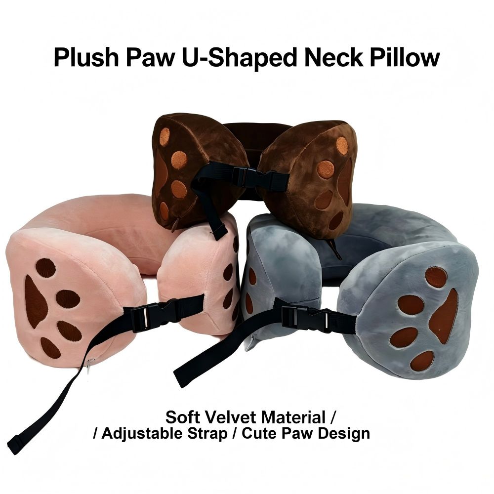 U-shaped pillow Memory Foam U-Shaped Pillow with Embroidered Animal Paw Print