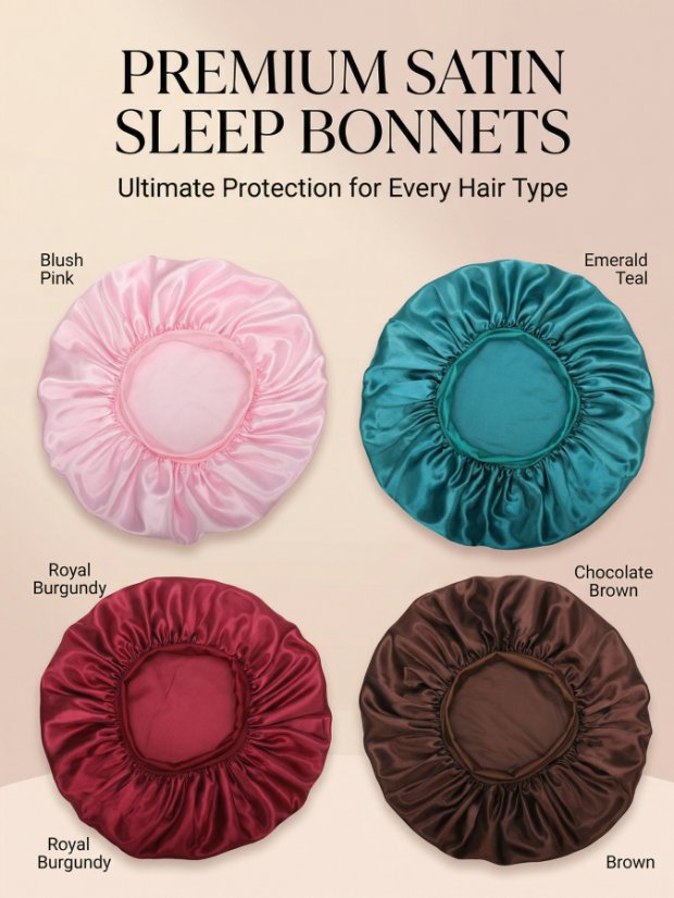 Bonnet Women's Oversized Solid Color Satin Sleep Bonnet, Silky Comfortable Hair Care Night Cap