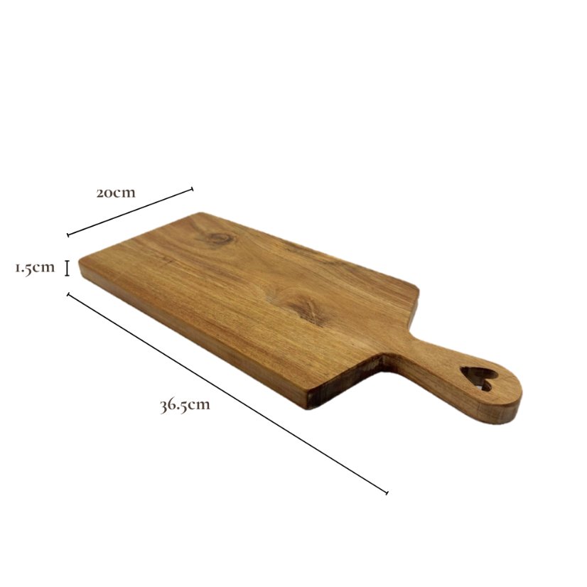 Flat Tray Heart Handle Acacia Wood Serving Tray | Custom Sizes Available