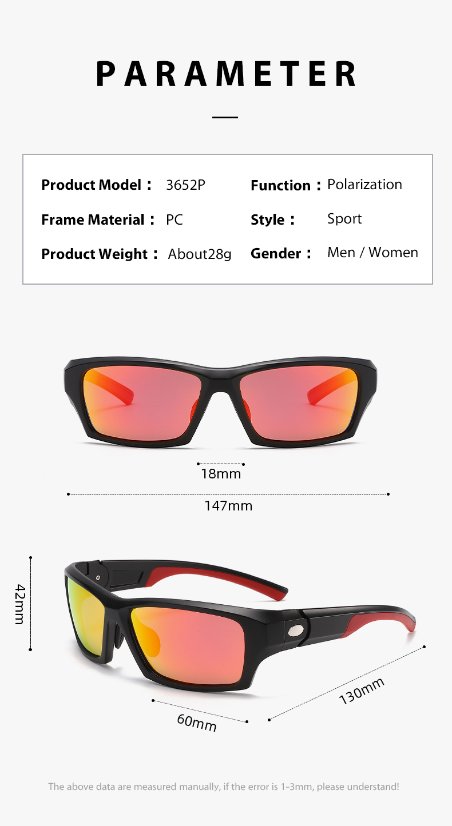 Sports Sunglasses 3652 Polarized TR90 Sport-Casual Sunglasses