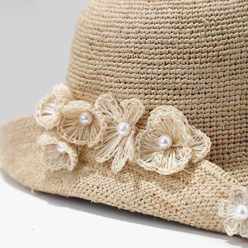 Raffia Hat Raffia Floral Bucket Hat