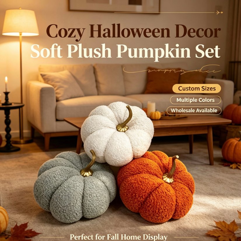Fabric pumpkin ornament Teddy Fleece Fabric Pumpkin