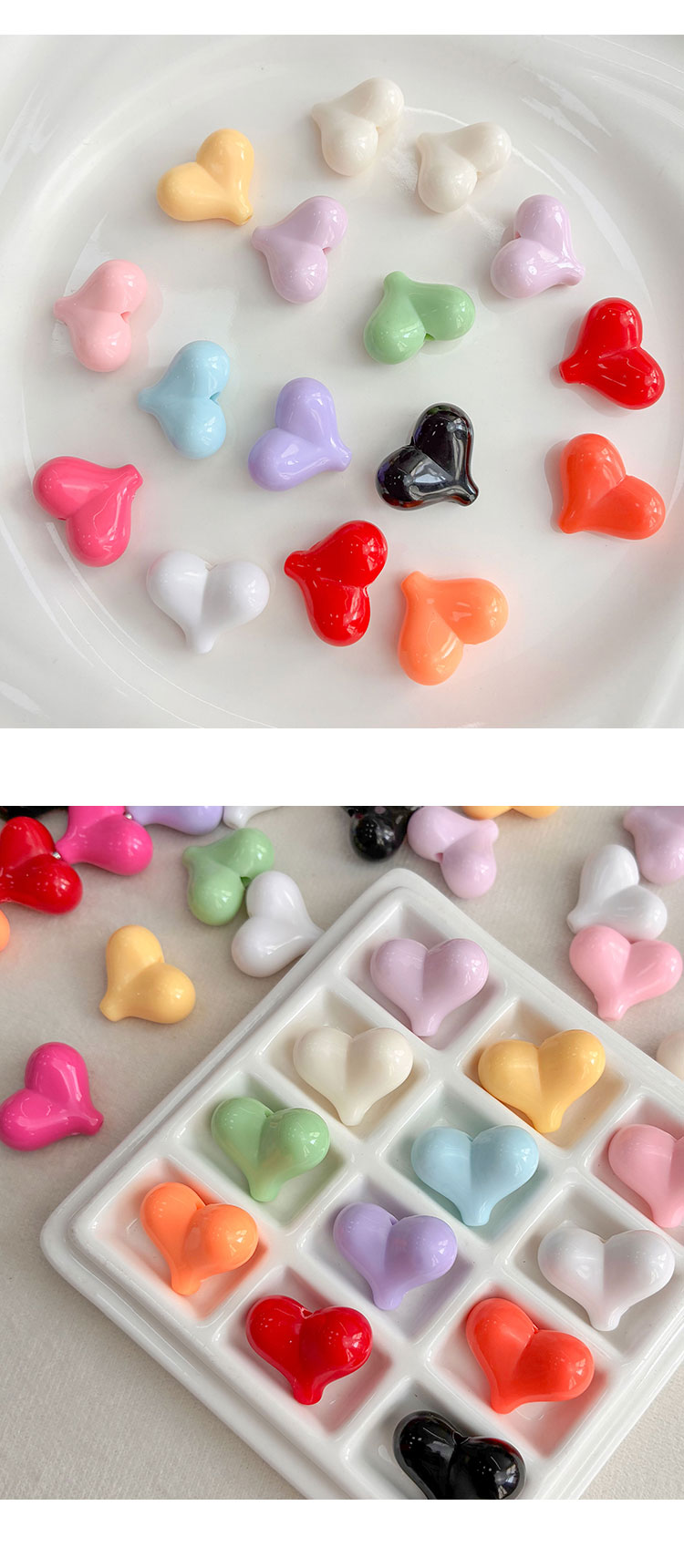 Solid Color Acrylic Beads Heart beads-503