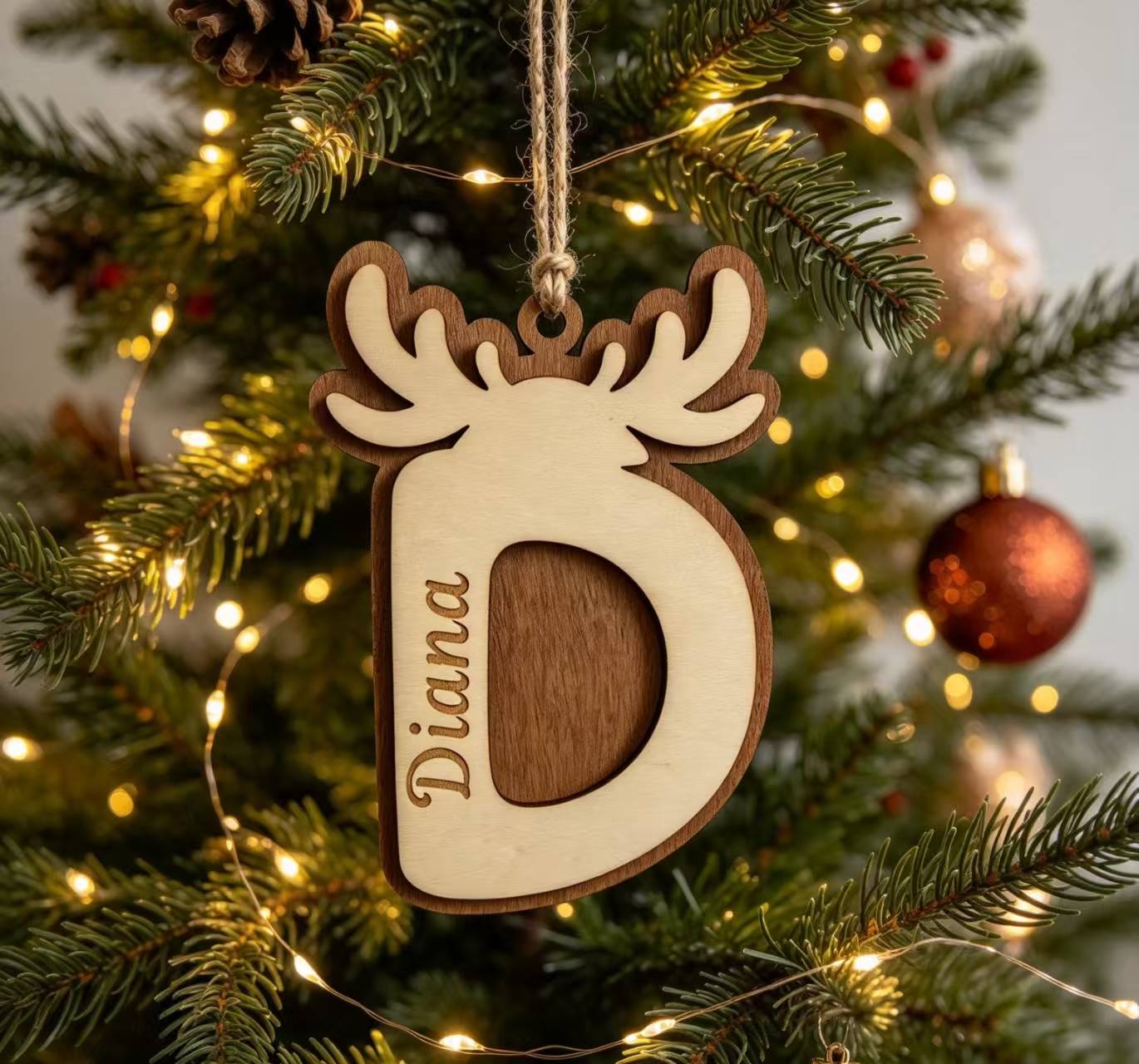 Holidays, gifts Christmas Wooden Reindeer 26 Letters Pendant