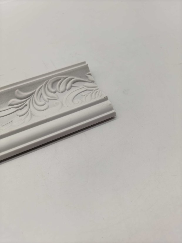 cornice PS Symmetrical European Scroll Crown Molding, Raw White Unpainted Ceiling Cornice Line