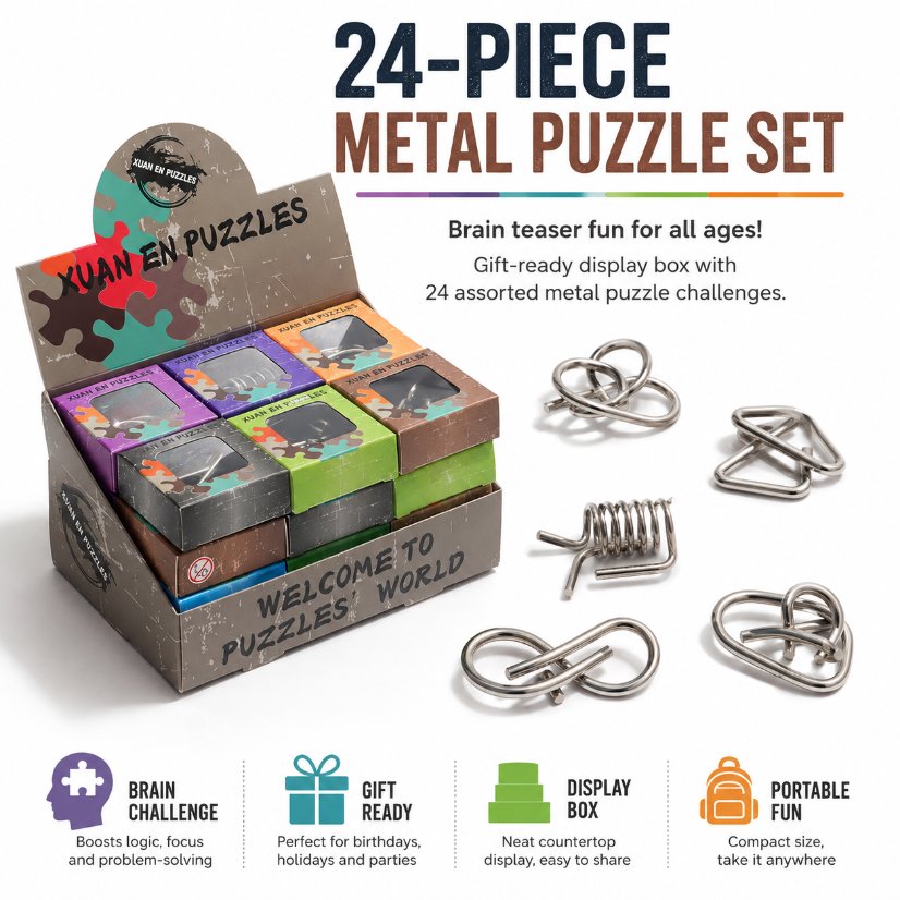 Puzzle Lock Single-Piece Metal Unlock Puzzle 24-in-1 Set