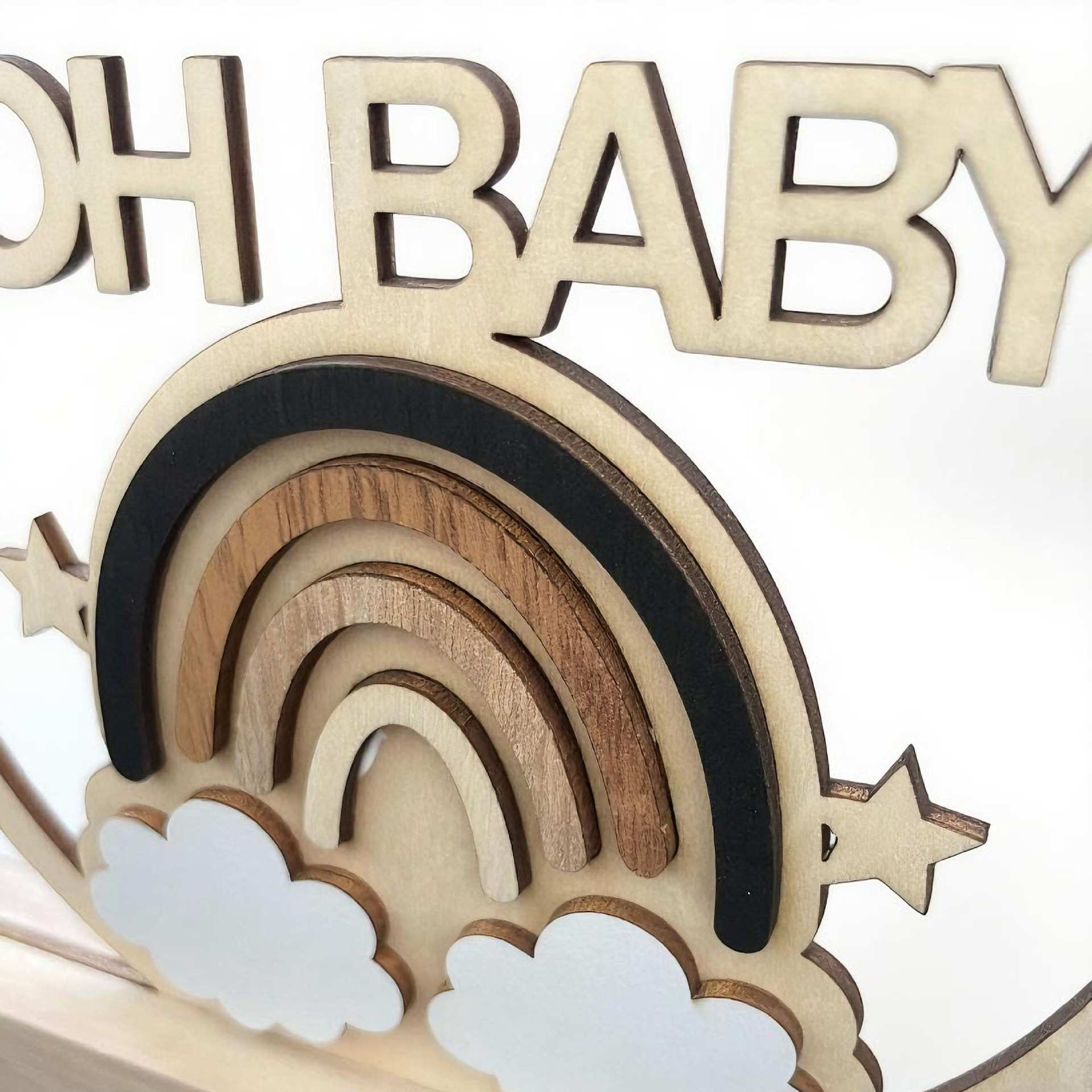 Infant Baptism Hello World Wooden Newborn Photography Announcement Board Prop