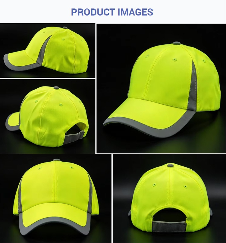Sports Caps High Visibility Reflective Safety Adjustable Baseball Cap Fluorescent Yellow Reflective Strip Work Curved Brim Outdoor Sports Hat