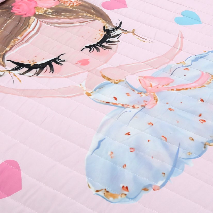 Children Digital Printed Bedspreads A08 Ballerina & Unicorn Kids Bedding Set