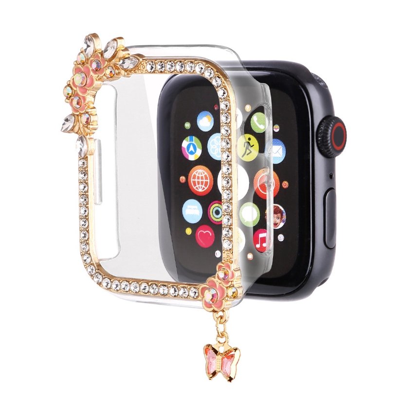 Alloy watch band Floral Rhinestone Metal Strap for Apple Watch Series 5/6/7/8/9/SE