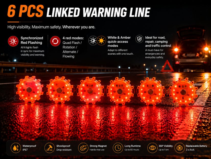 HB-362 LED Road Warning Light Multi-Function Work Light