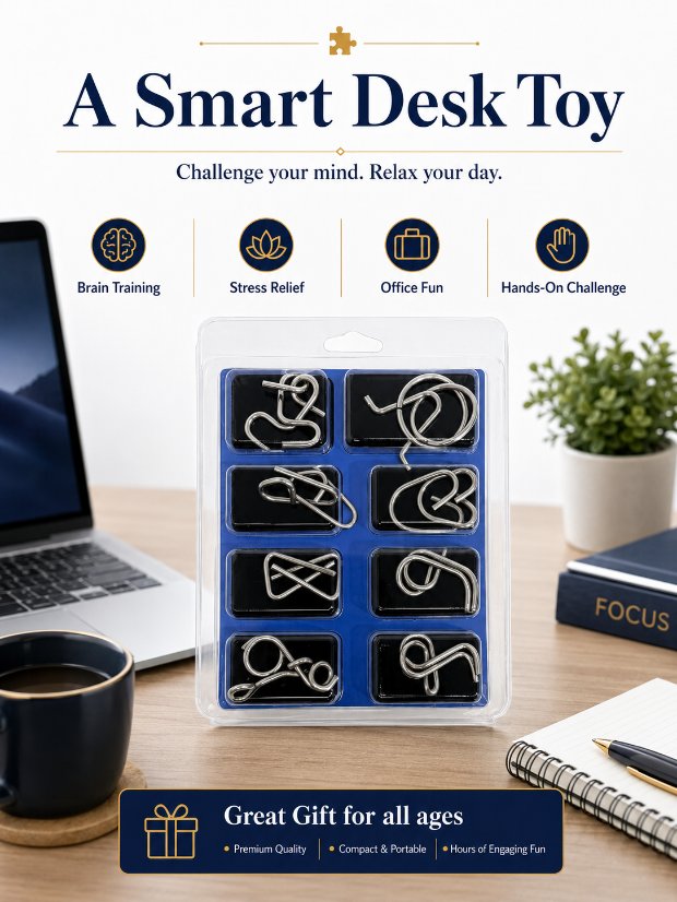 Puzzle Lock 8-Piece Set Model C of Intelligence Unlocking Puzzle Blister Pack