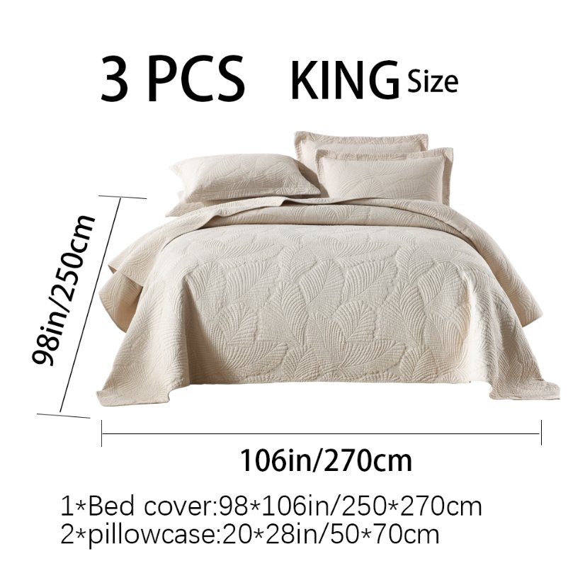 3-Piece Sets Encrypted Quilting Quilt Set Palm Leaf
