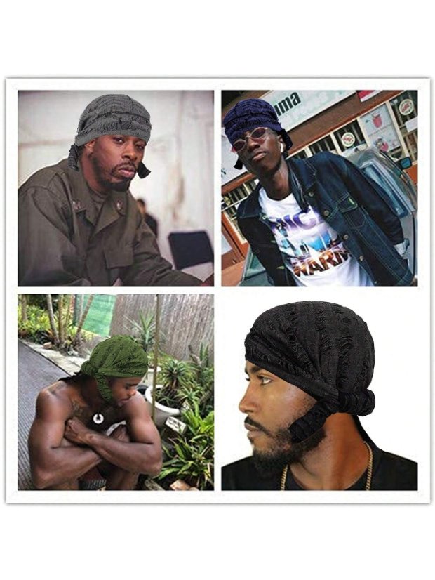 Durag Unisex Distressed Ripped Durag Skull Cap, Fashion Headwrap for Sports & Outdoor Activities