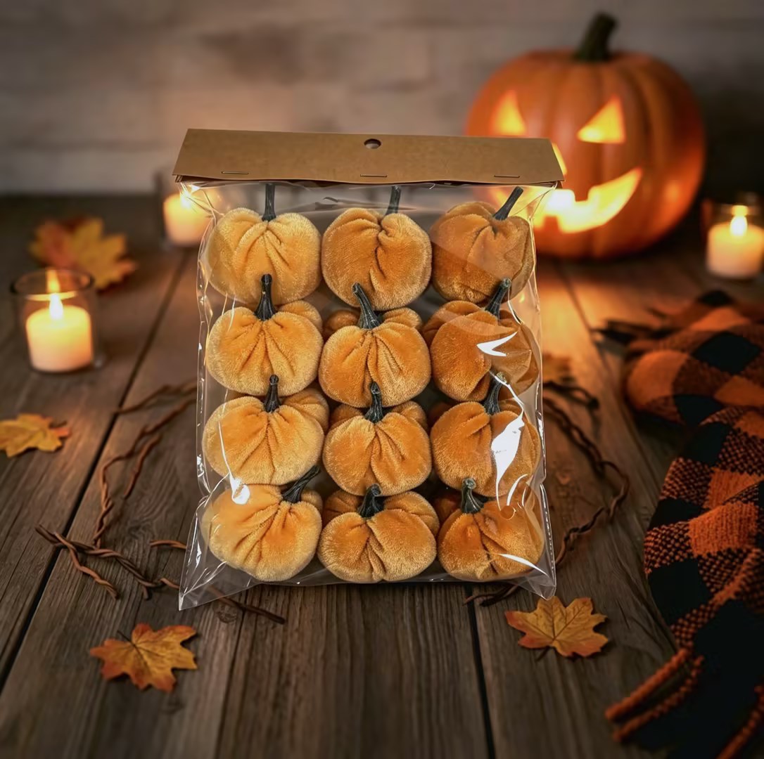 Fabric pumpkin ornament Velvet Mini Pumpkin Ornament