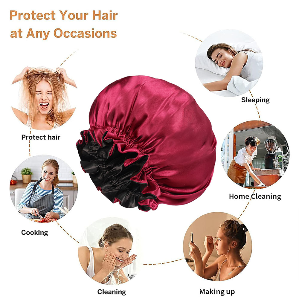 Bonnet Luxury Double-Layer Satin Bonnet for Women – Silky Soft Hair Protection Sleep Cap for Long Hair, Curly Hair & Braids