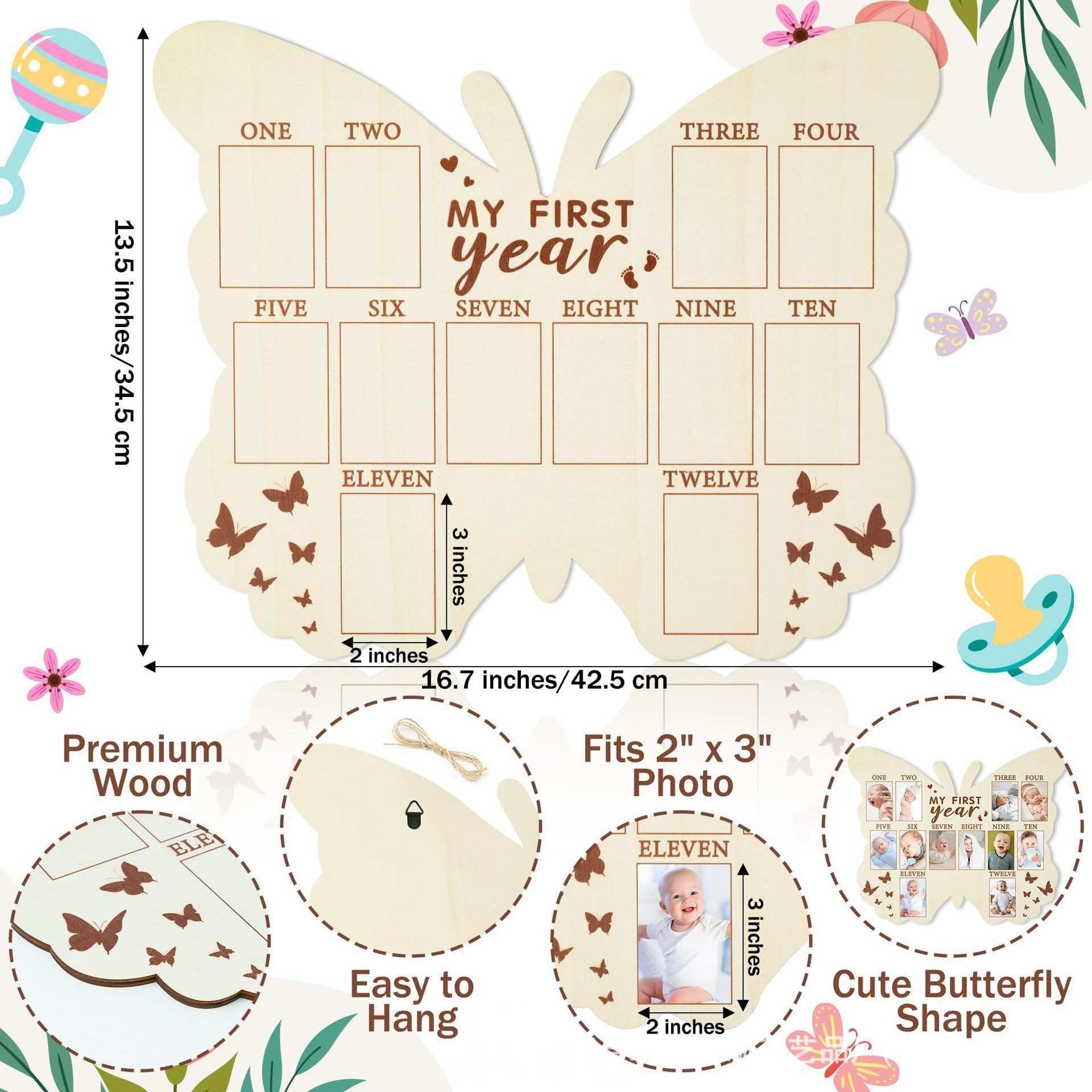 Infant Baptism Wooden Newborn Commemorative Photo Frame