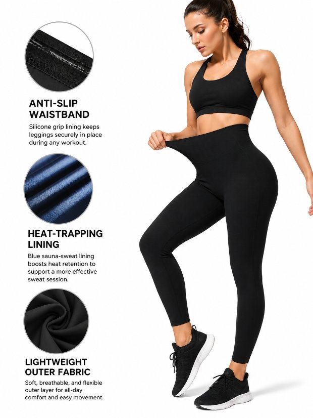 legging-shorts-capri-pant Sauna Sweat Pant for Women Sweat Waist Trainer Control Sauna Suit Workout Legging