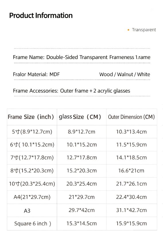 MDF Picture Frames Transparent specimen display frame
