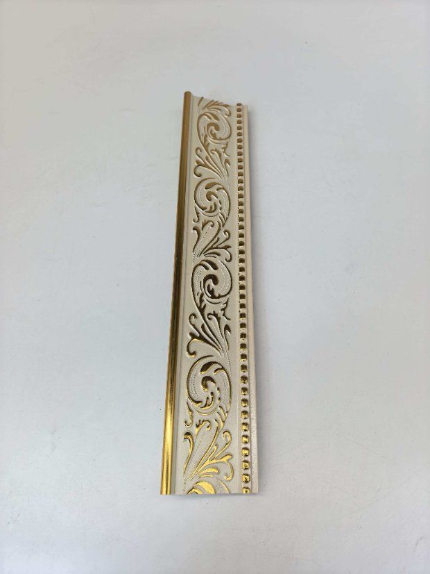 frame PS European Scroll Embossed Molding, Ivory Gold Vintage Frame Trim
