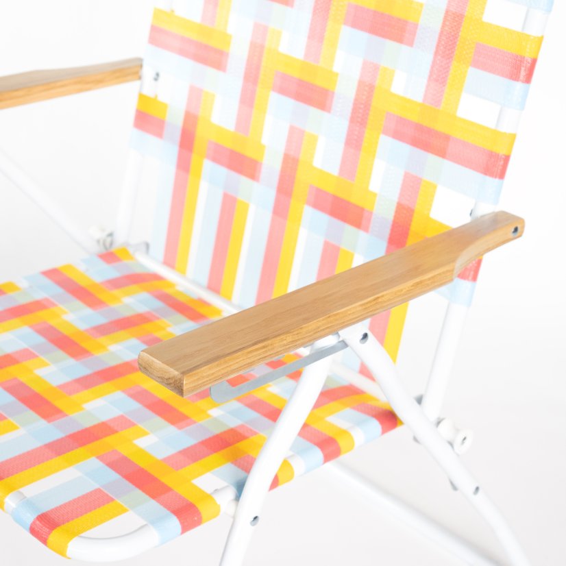 Beach Chair wooden armrest five-position adjustable strap PE binding tape chair
