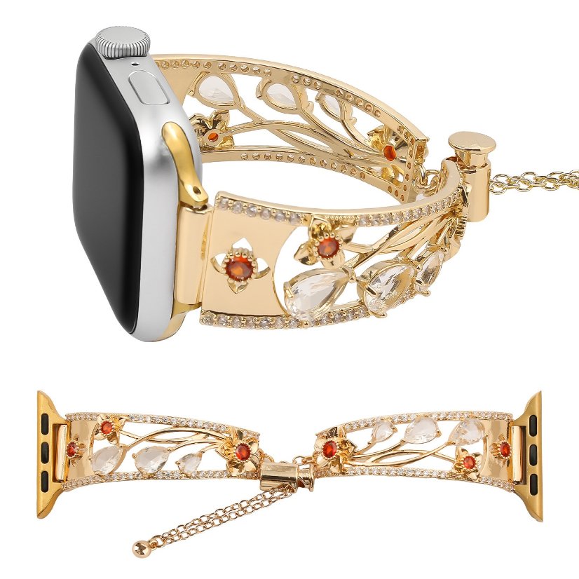 Watch strap Vintage Floral Brass & Zircon Strap for Apple Watch All Series