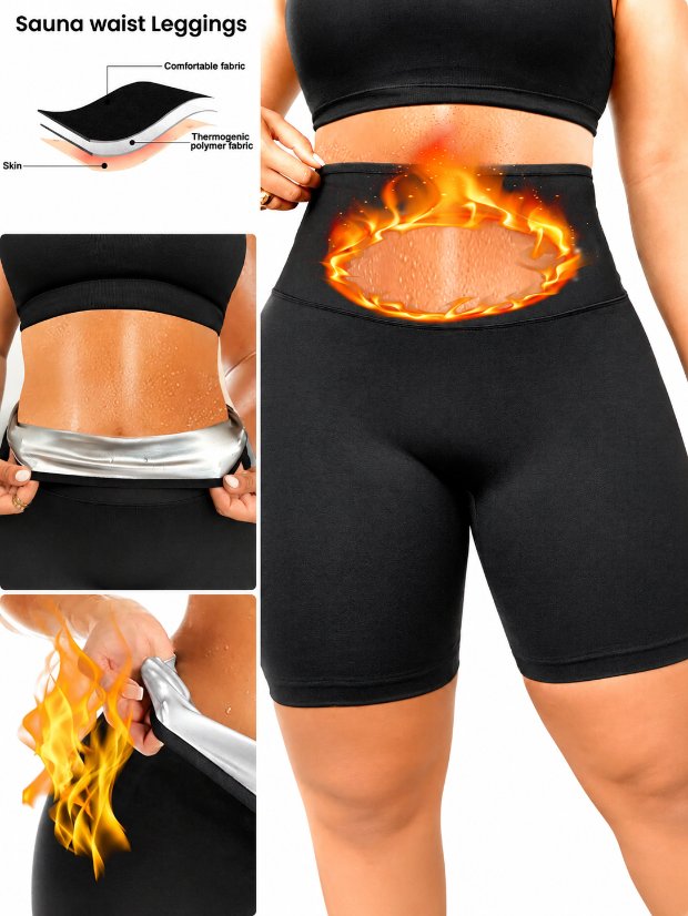 legging-shorts-capri-pant Sauna Short Pants for Women Workout Compression Sweat Shorts Tummy Control Shapewear High Waist