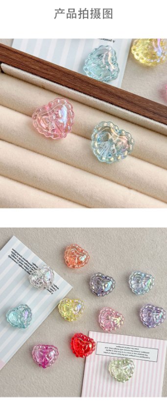 Transparent Iridescent Plated Beads heart beads