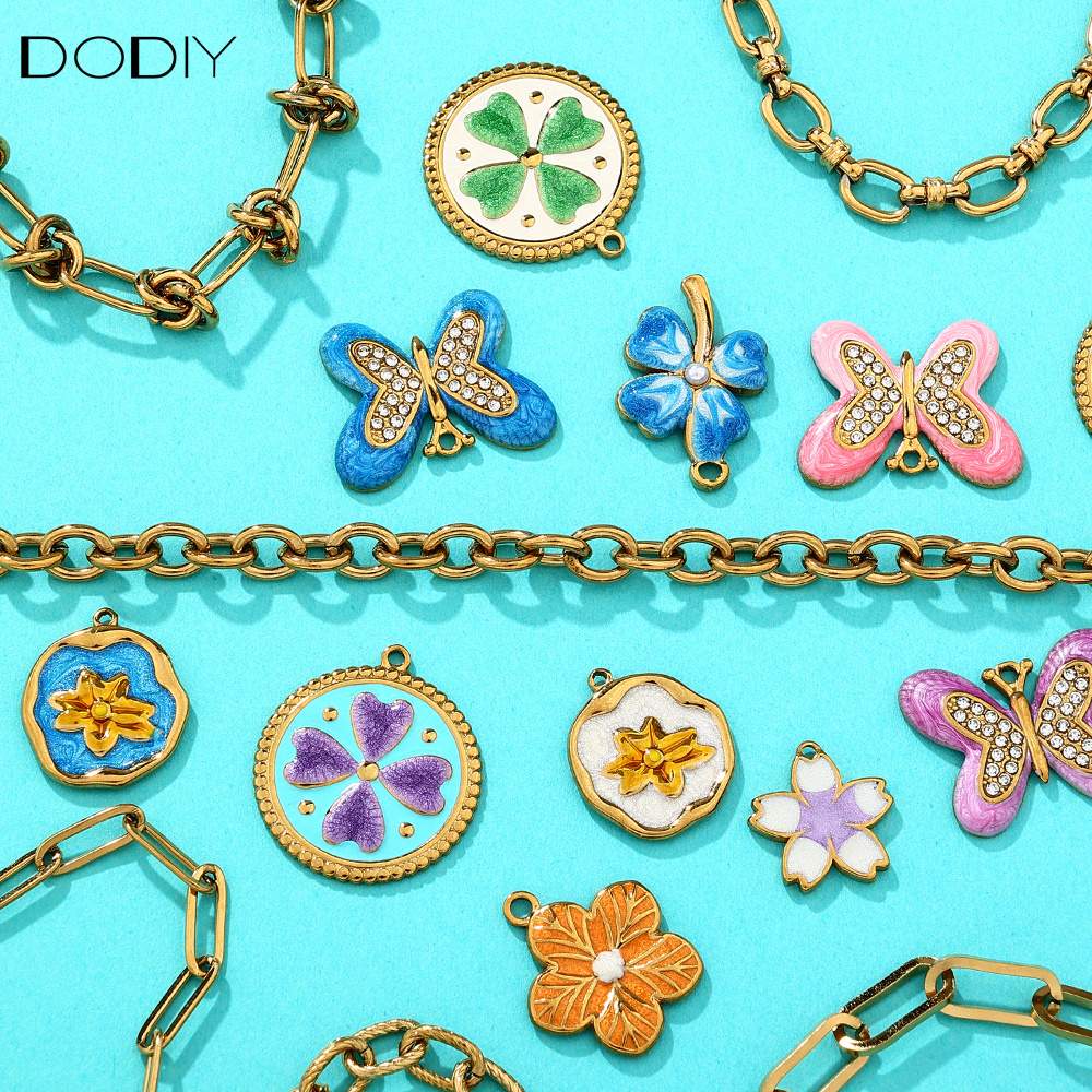 Charms DODY Floral Enamel Charms | 316L Stainless Steel 18K PVD Gold DIY Jewelry Pendants